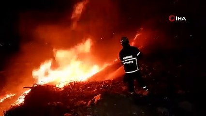 Edirne'de otluk alanda yangın: Alevler geceyi aydınlattı