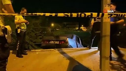 Kontrolden çıkan araç inşaat alanına uçtu