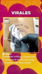 Llueven críticas a joven por tatuarse el rostro de Jorge Máynez tras elecciones