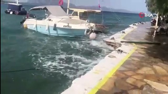 Datça’da kuvvetli lodos: iki tekne, bir motoryat battı