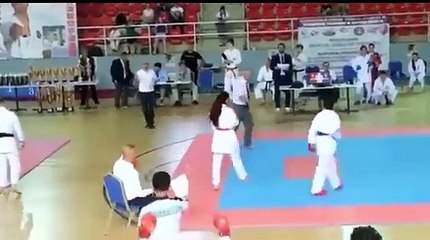 Ermeni karateci yenilgiyi yediremeyince Azerbaycanlı karatecinin suratına yumruk attı