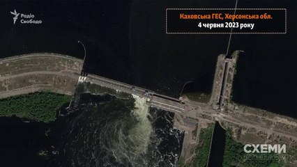 Rusların havaya uçurduğu barajın uydu görüntüleri