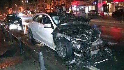 Şişli'de lüks araç alev alev yandı