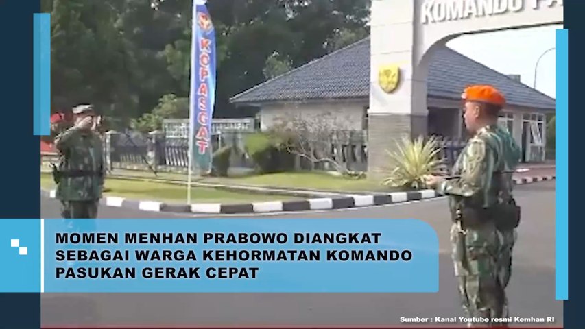 Momen Menhan Prabowo Diangkat Sebagai Warga Kehormatan Komando Pasukan Gerak Cepat