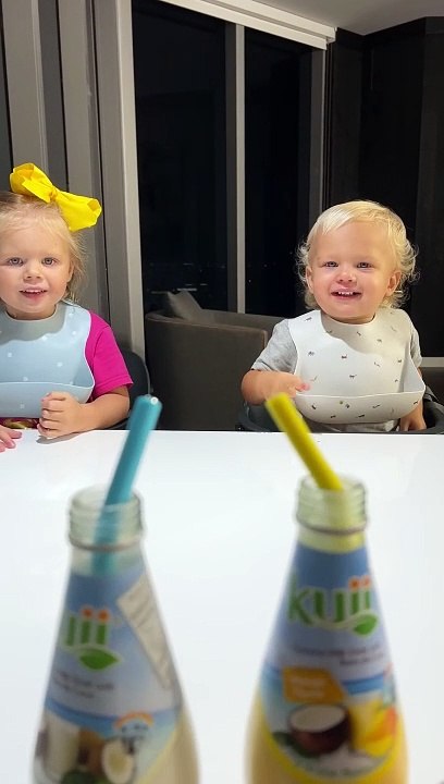 Kids are happy to try new drinks. Funny Baby video!