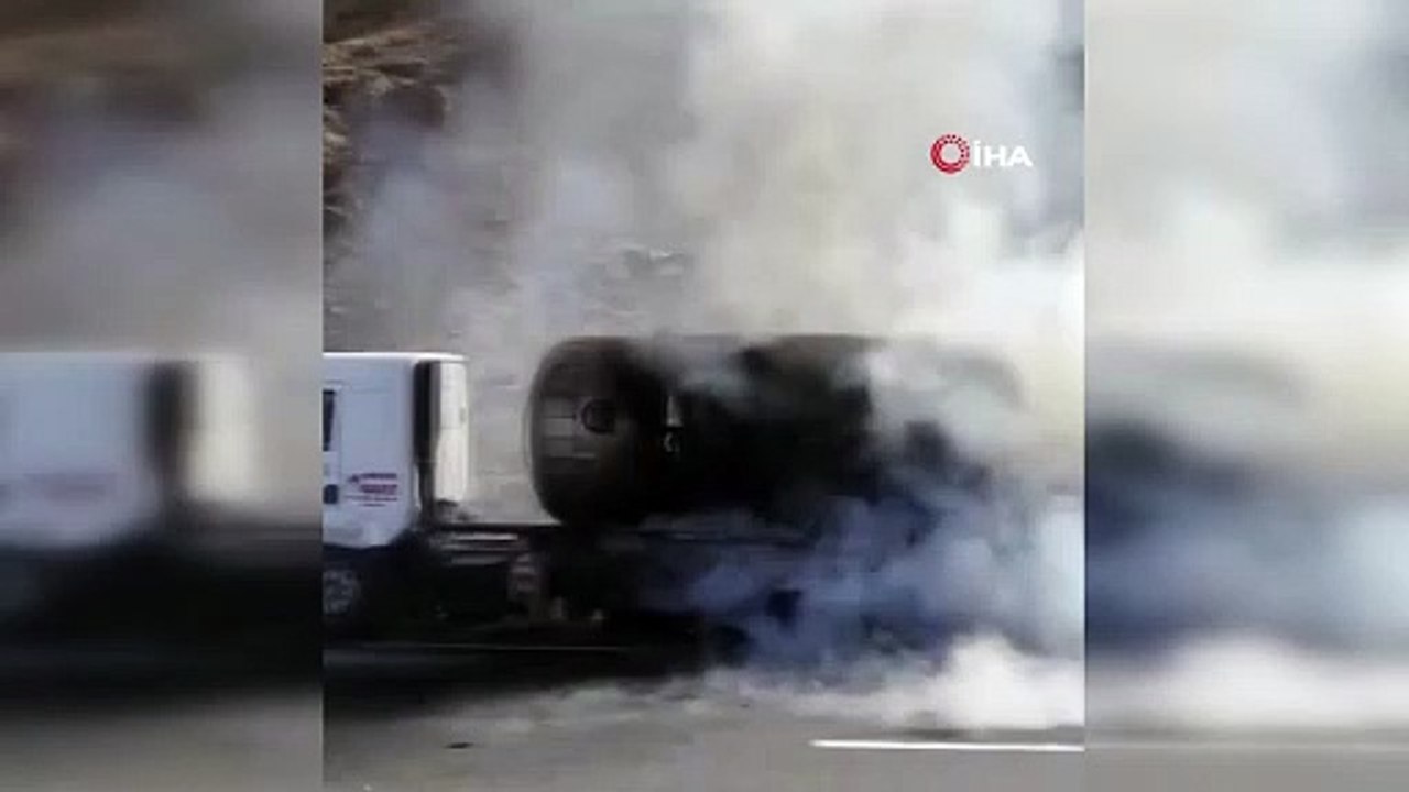 Karbondioksit taşıyan tanker alev alev yandı
