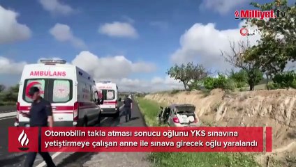 Sınava yetişmeye çalışırken kaza yaptılar! Anne ve oğlu yaralandı