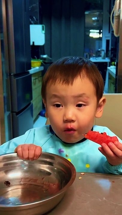 Cute baby food eating in sleeping time