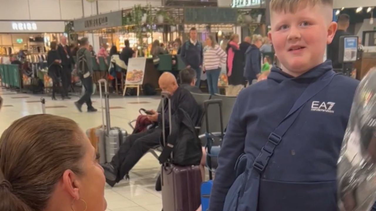 Grateful boy finds out that he's going on his first-ever holiday after reaching the airport