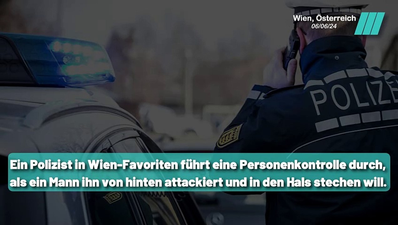 Mutiger Polizist überlebt Angriff:  Halsstich verfehlt