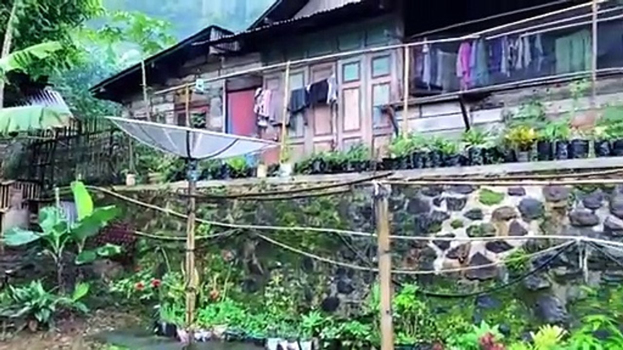 Rain in beautiful Hilly Village__ Village atmosphere__Indonesian countryside