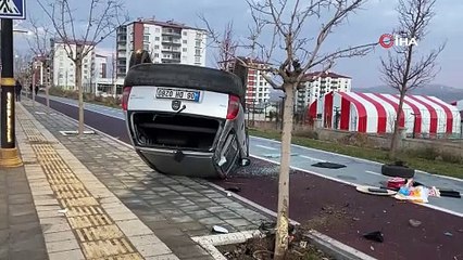 Otomobil ters döndü: 2’si çocuk 3 yaralı