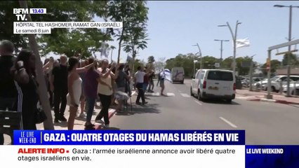 Download Video: Gaza: la joie des Israéliens après la libération de quatre otages du Hamas