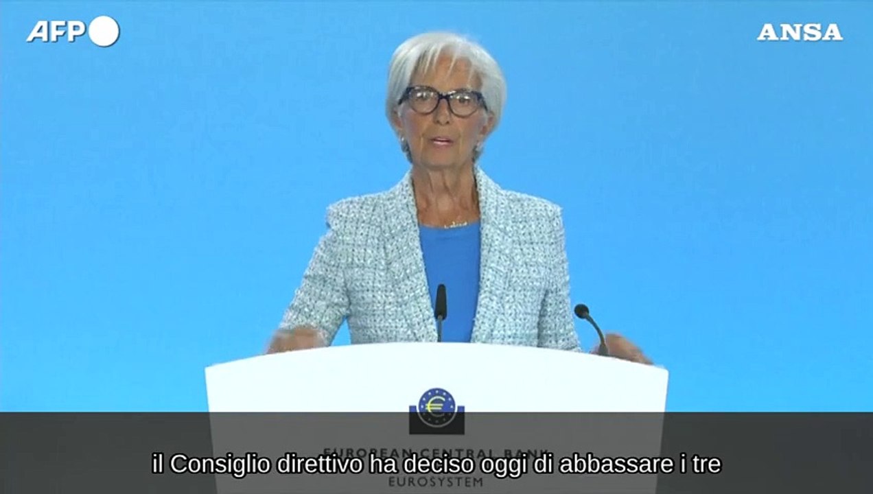 Lagarde: "La Bce taglia i tassi di 25 punti base"