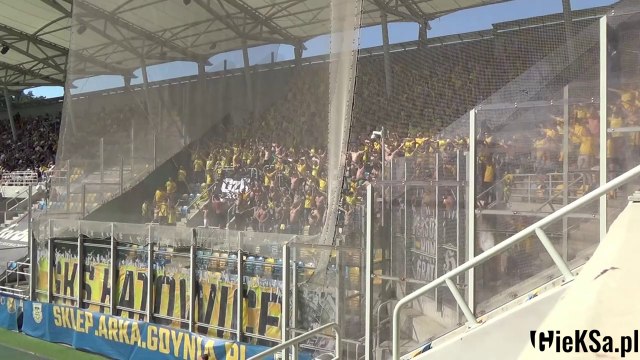 Radość kibiców GieKSy po golu Adriana Błąda w meczu z Arką Gdynia