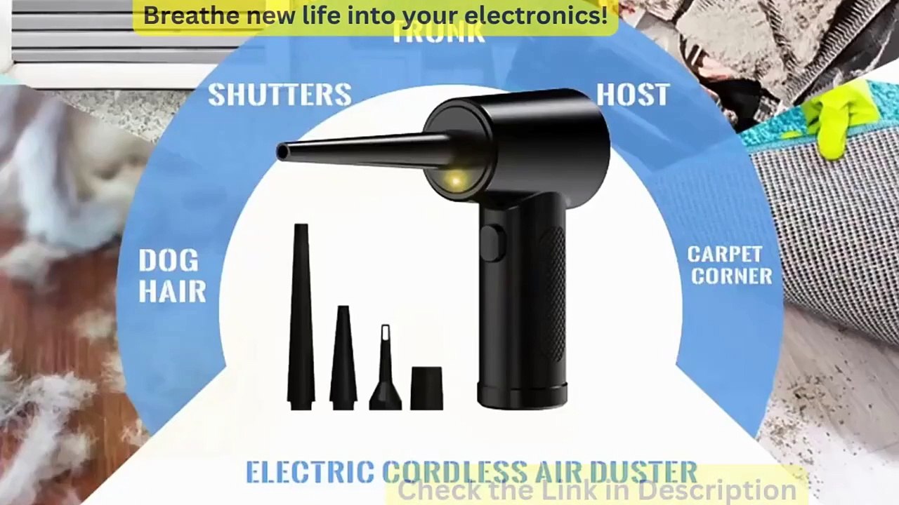 Compressed Air Duster for Computers Protable Cordless Air Blower Computer Cleaning with LED Light