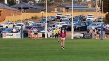 Fergus Greene kicks his 7th goal for Sandhurst v Strathfieldsaye.