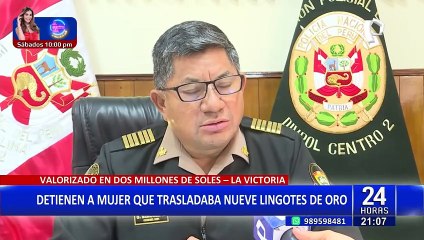 La Victoria: detienen a mujer proveniente de Tumbes con nueve lingotes de oro