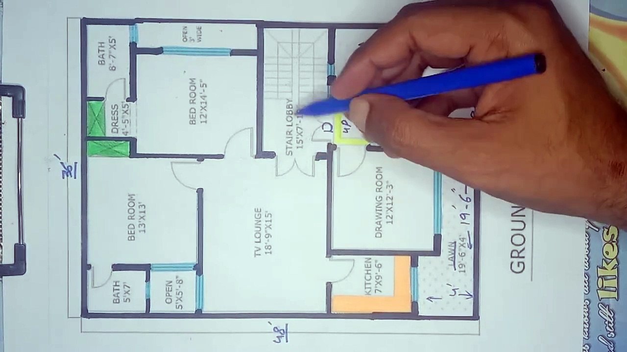 36x48 house plan __ 36_48 house design __ 36 x 48 home design - video ...