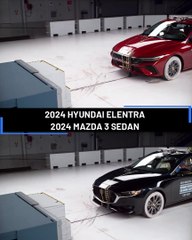 2024 Hyundai Elentra vs 2024 Mazda 3 | IIHS Crash Test Moderate Overlap