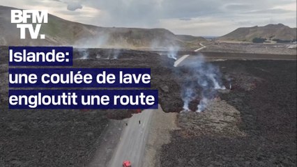 Islande: une coulée de lave engloutit une route