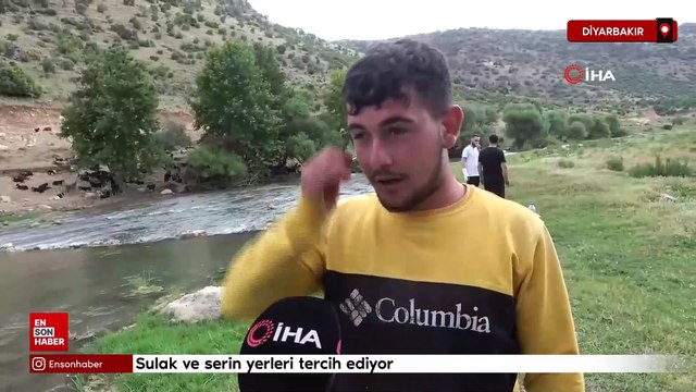 Diyarbakır'da sıcaktan bunalan vatandaşlar sulak ve serin yerleri tercih ediyor