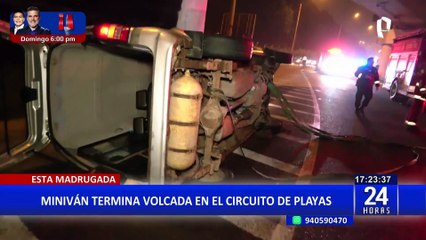 ¡La velocidad y las pistas húmedas le hicieron perder el control!: Minivan se despista en el circuito de playas