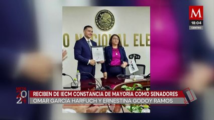 Download Video: Entregan constancia de senadores electos a Omar García Harfuch y Ernestina Godoy