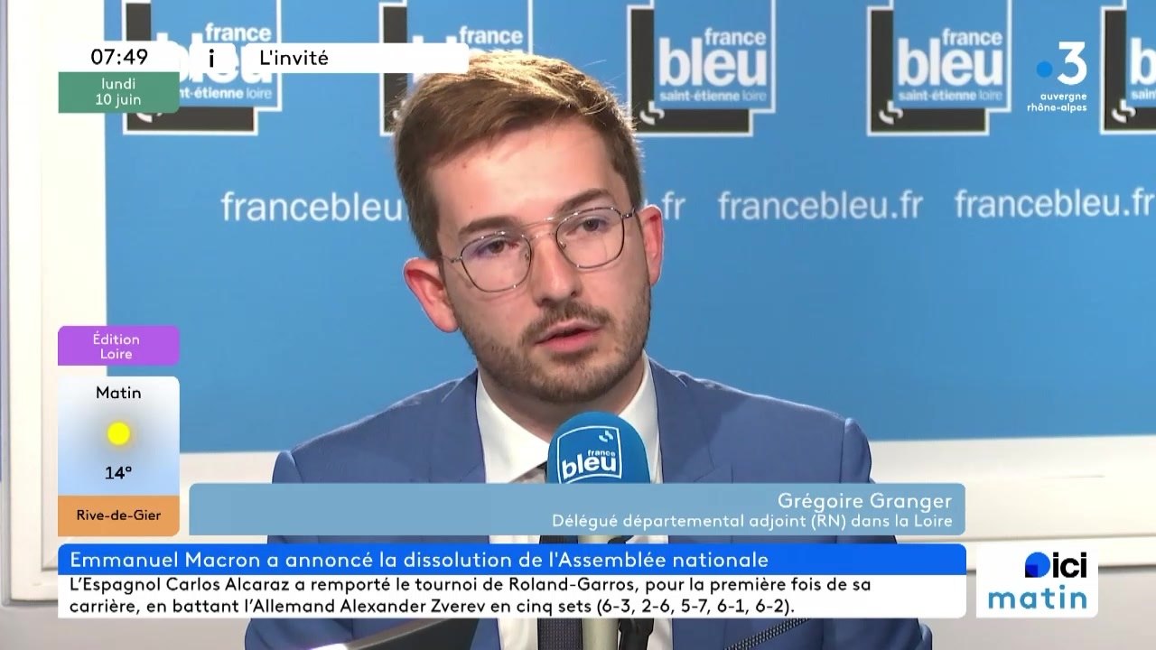 Dissolution de l'Assemblée Nationale : Grégoire Granger,  délégué départemental adjoint du RN dans la Loire