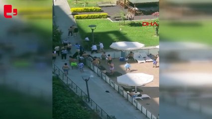 Havuz başında bıçaklı kavga kamerada