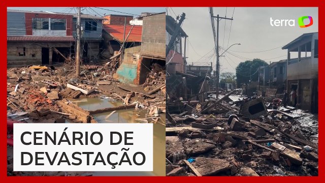 Novas imagens mostram destruição causada pela enchente em bairro de Porto Alegre