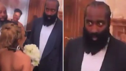 Harden's hilarious reaction as his girlfriend catches the bouquet at a wedding!