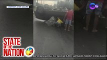 Pickup, bumangga sa center island, bumaligtad at nasalpok ang MPV; 9 sugatan | SONA