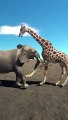 Giraffe vs Elephant Fighting 3D