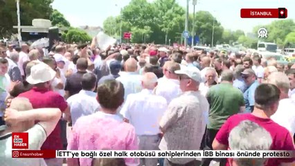 İETT'ye bağlı özel halk otobüsü sahiplerinden İBB binası önünde protesto