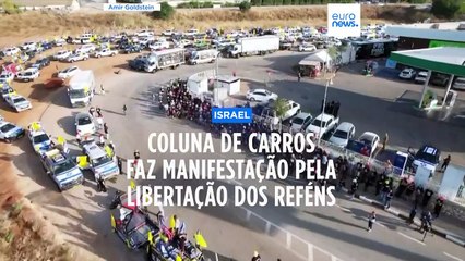 Coluna de 120 carros faz manifestação pelos reféns em Israel