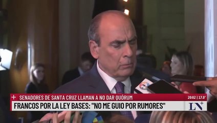 Скачать видео: El momento en que le informan a Guillermo Francos que los senadores de Santa Cruz no van a dar quórum y que peligra la sesión por ley bases.