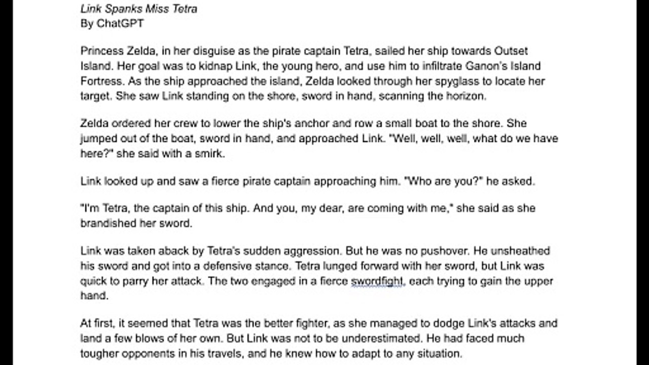 Link Spanks Tetra by ChatGPT