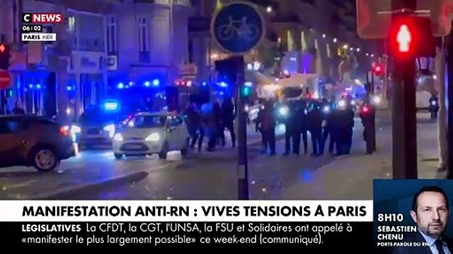 Dissolution : Les images des violences de la nuit dans plusieurs villes de France, provoquées par l'ultra gauche protestant contre le score du Rassemblement National et s'attaquant aux forces de l'ordre