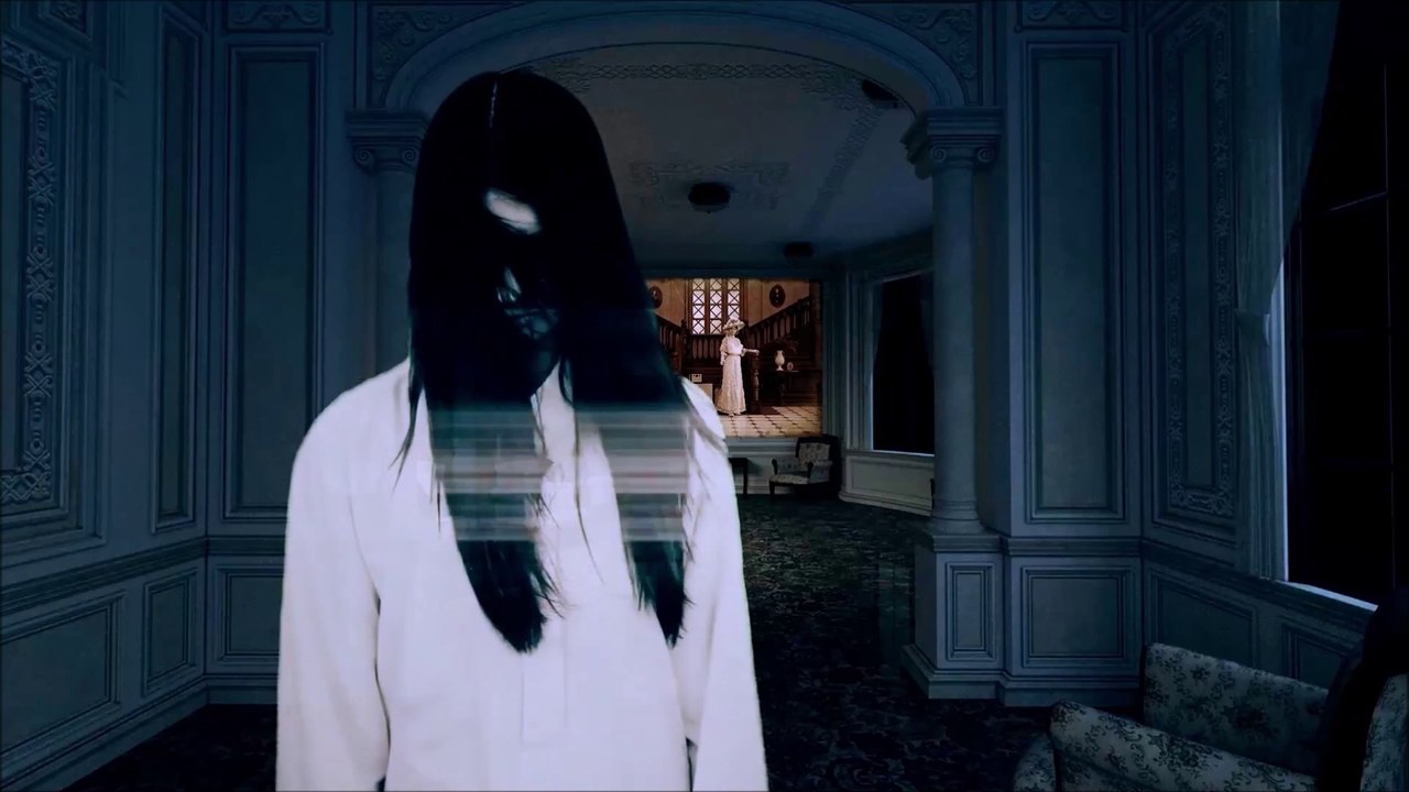 Ghost scene at a haunted house