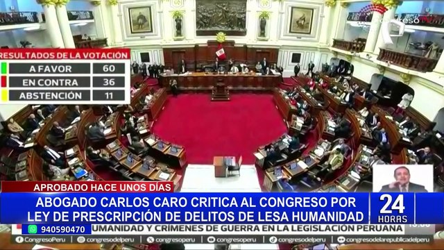 Carlos Caro critica al Congreso por proyecto que establece prescripción de delitos de lesa humanidad