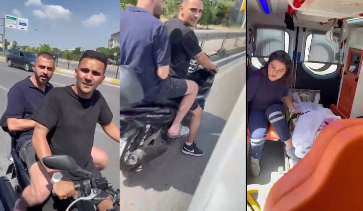 Kadıköy'de içinde hasta olduğuna inanmadıkları ambulansın önünü kesip kontrol ettiler