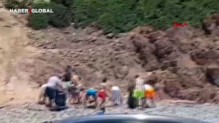 Ayvaık'taki adalarda çöp temizliği: 3 ton atık toplandı