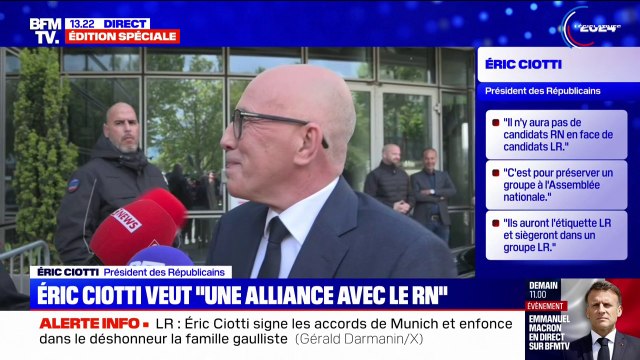 Je suis parfaitement clair avec mes convictions , assure Éric Ciotti après avoir annoncé vouloir une alliance avec le RN