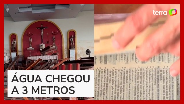 Religiosos encontram bíblias e imagens intactas em capela tomada pelas águas no RS