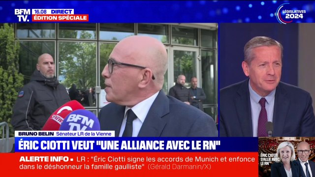 Proposition d'alliance LR/RN: Il faut mieux perdre une élection que perdre notre âme , Bruno Belin, sénateur LR de la Vienne reprend les mots de Michel Noir pour qualifier les déclarations d'Éric Ciotti