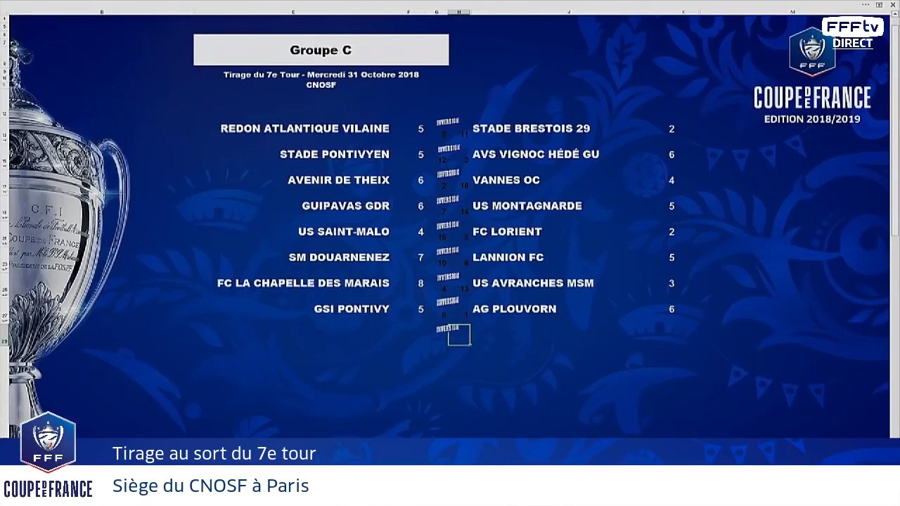Tirage 7e tour de la Coupe de France, le replay