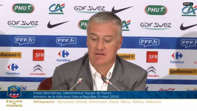 Replay conférence de Didier Deschamps pour liste France-Pays-Bas