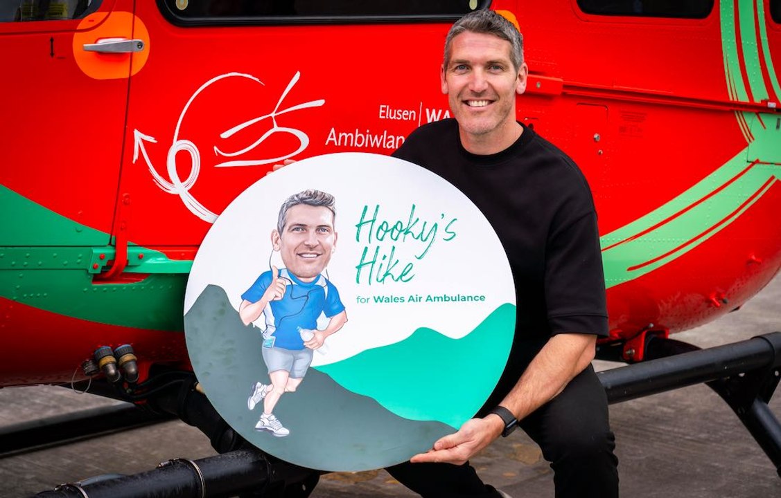 Former Wales rugby star James Hook completes 100-mile hike from Tenby to Mumbles for Wales Air Ambulance