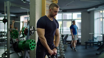 Man exercising with a kettlebell